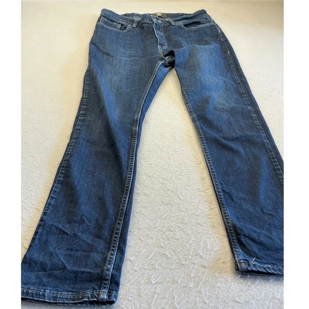 Timberland Mens Jeans Dark Wash Straight Leg Denim 34x31 Rugged Casual Blue